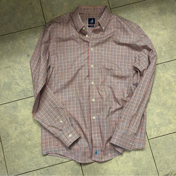 johnnie-O Red and White Casual Button Down Shirt with Classic Style - Picture 1 of 6